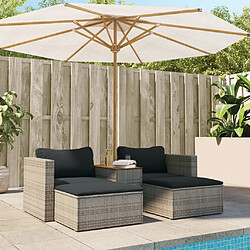 Avis Maison Chic Salon de jardin 5 pcs avec coussins | Ensemble de Table et chaises | Mobilier d'Extérieur gris résine tressée acacia -GKD55392