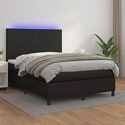 Sommier à lattes et LED,Cadre à lattes de lit avec matelas pour Adulte Noir 140x190 cm -MN98007