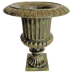 L'Héritier Du Temps Vase Vasque Richelieu Jardinière Style Medicis Pot de Fleur en Fonte Verte 41,5x41,5x50cm