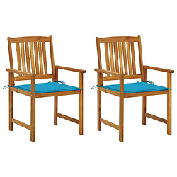 vidaXL Chaises de jardin avec coussins lot de 2 Bois d'acacia massif