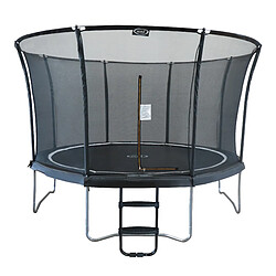 Trampoline rond avec échelle & filet - AXI Denver - Ø 366 cm en noir | Trampoline enterré sur pieds pour enfants | Pour le jardin / l'extérieur