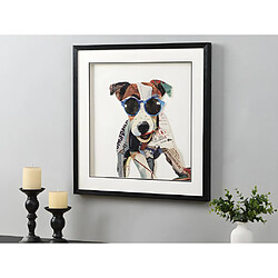 Avis Vente-Unique Tableau collage chien effet 3D MAMBO avec cadre noir - 60 x 60 cm - Multicolore