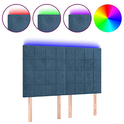 Maison Chic Tête de lit moderne à LED lumineuse pour chambre - Décoration de lit Bleu foncé 144x5x118/128 cm Velours -MN93467