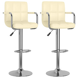 vidaXL Tabourets de bar lot de 2 crème similicuir