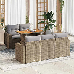 vidaXL Salon de jardin avec coussins 6 pcs beige résine tressée