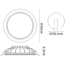 Inspired Downlight encastré LED 30cm rond 30W, 4000K, 2600lm, blanc mat, driver inclus