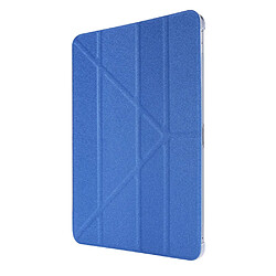 Etui en PU Texture de soie avec support origami bleu pour votre Apple iPad Pro 12.9 pouces (2021)