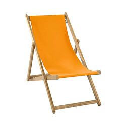 Lona Chilienne transat enfant bois d'eucalyptus tissu 100% coton Elvas orange.