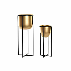 Set de pots DKD Home Decor Noir Doré Métal Moderne 20 x 20 x 50,5 cm (2 Unités)