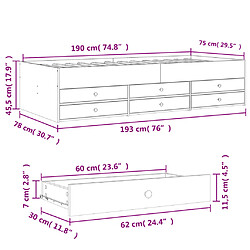 Vidaxl Lit de jour avec tiroirs blanc 75x190 cm bois d'ingénierie pas cher