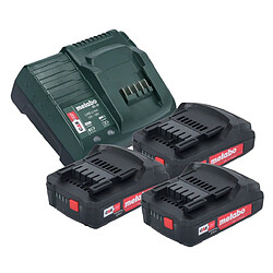 Metabo Basic Set 3x Li-Power battery pack 18 V 2.0 Ah ( 3x 625596000 ) + chargeur SC 30 12 - 18 V ( 316067840 )