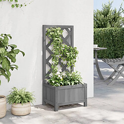 Avis Maison Chic Jardinière,Bac à fleurs avec treillis - pot de fleur gris bois massif de sapin -GKD30786