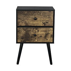 Helloshop26 Petite table avec 2 tiroirs de chevet de nuit commode armature de table et tiroirs pieds en pin effet bois 60 cm noir 03_0003140