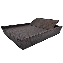 Acheter vidaXL Lit de repos d'extérieur avec coussin Résine tressée Marron