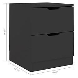 vidaXL Tables de chevet 2 pcs noir 40x40x50 cm bois d’ingénierie pas cher