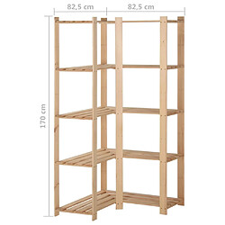 vidaXL Étagère d'angle de rangement 5 niveaux 82,5x82,5x170 cm Pin pas cher