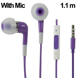 Wewoo Écouteurs Violet pour iPad, iPhone, Galaxy, Huawei, Xiaomi, LG, HTC et autres Smartphones Écouteur Stéréo Intra-Auriculaire 3.5mm avec Contrôle Câblé Micro,