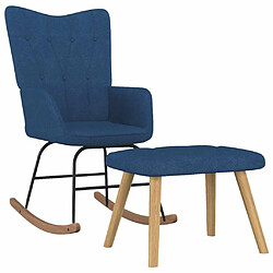 Maison Chic Chaise à bascule avec repose-pied | Fauteuil Relax Bleu Tissu -GKD39054