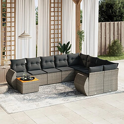 Maison Chic Salon de jardin avec coussins 10 pcs, Ensemble Tables et chaises de jardin, gris résine tressée -GKD809278