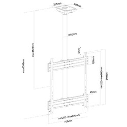 Acheter Kimex Support plafond pour 1 écran TV mode portrait 65''-75'' - Hauteur 150 cm