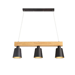 NETTLIFE Suspension bois noir E27 MAX.25W Diam.150cm 70x14x23CM table à manger 3 flammes vintage pour salle à manger bureau chambre cuisine bohème 