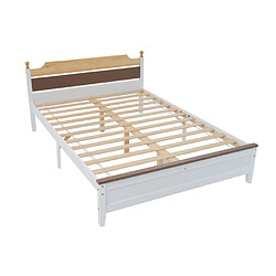 ComfortXL Lit Double En Bois Avec Pied Central, Cadre En Pin, Blanc, 140x200 Cm