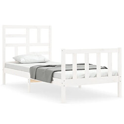 vidaXL Cadre de lit sans matelas blanc 90x200 cm bois de pin massif