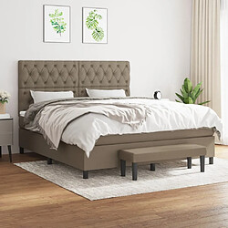 vidaXL Sommier à lattes de lit avec matelas Taupe 160x200 cm Tissu