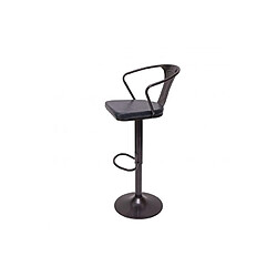 Decoshop26 2x tabourets de bar en synthétique gris et métal noir style industrielle avec accoudoirs TDB04056