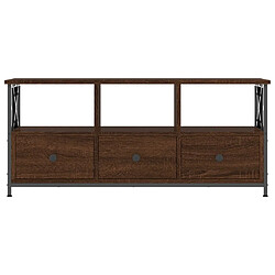 Maison Chic Meuble TV scandinave - Banc TV pour salon chêne marron 102x33x45 cm bois d'ingénierie et fer -MN63823 pas cher