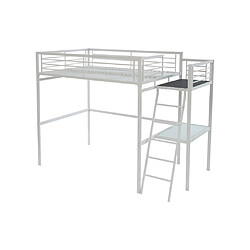 Avis Vente-Unique Lit mezzanine CASUAL II - 140 x 190 cm - plateforme bureau - Blanc