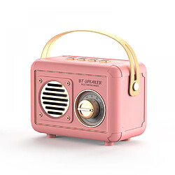 General Haut-parleur Bluetooth rétro radio vintage, radio FM avec style classique à l'ancienne, haut-parleur vintage rétro sans fil amélioré avec fente pour carte TF, pour voyage, maison, plage, cuisine (rose)