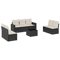 Maison Chic Ensemble Tables et chaises d'extérieur 8 pcs avec coussins,Salon de jardin noir résine tressée -GKD991596