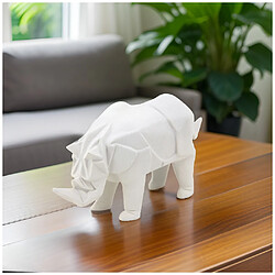 Aubry Gaspard Rhinocéros déco en résine blanche origami.