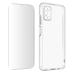 Avizar Coque Samsung Galaxy A03s Silicone Souple Film Verre Trempé 9H Transparent