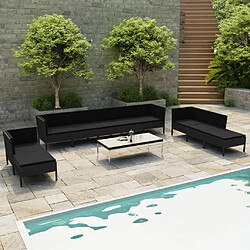 Maison Chic Salon de jardin 10 pcs + coussins - Mobilier/Meubles de jardin - Table et chaises d'extérieur Résine tressée Noir -MN35401