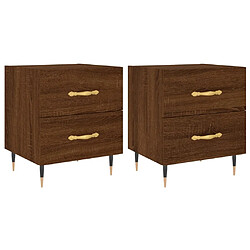 Maison Chic Lot de 2 Tables de chevet - Tables de Nuit chêne marron 40x35x47,5 cm