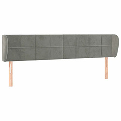 Maison Chic Tête de lit scandinave avec oreilles,meuble de chambre Gris clair 203x23x78/88 cm Velours -MN74821