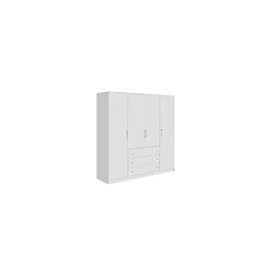 Vente-Unique Armoire 4 portes et 3 tiroirs - L196 cm - Blanc - LIZANDRO