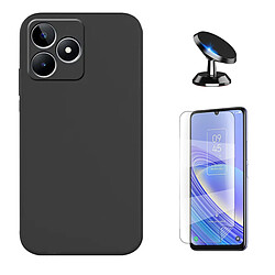 Kit Film de Hydrogel Étui Complète Devant + Étui Silicone Liquide + SuppOrt Magnétique Phonecare pour Realme C51 - Noir