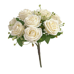 Avis Tissu Faux Fleurs Roses Bouquet 9 Têtes F / Noce Décor à La Maison Blanc