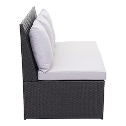 Acheter Mendler Canapé en polyrotin, 2 places HWC-G16, banc, fauteuil, gastronomie, 120 cm ~ noir, coussin gris clair