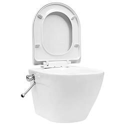 vidaXL Toilette murale sans bord à fonction de bidet Céramique Blanc