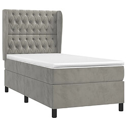 Avis Maison Chic Lit adulte- Lit + matelas,Sommier à lattes de lit et matelas Gris clair 90x190 cm Velours -GKD78582