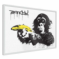 Paris Prix Affiche Murale Encadrée Banksy Banana Gun I 30 x 20 cm Blanc