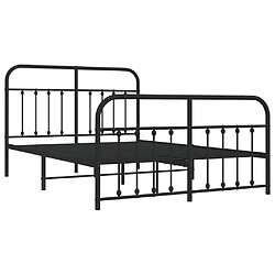 Maison Chic Lit adulte - Lit simple Cadre de lit métal avec tête de lit/pied de lit,Structure du lit Contemporain pour chambre noir 135x190 cm -MN40408 pas cher