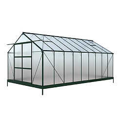 Avis Vente-Unique Serre de Jardin en polycarbonate de 16,8 m² avec embase - Vert - IXORA