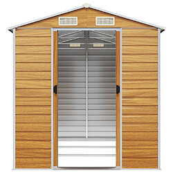 Avis Helloshop26 Abri de jardin cabane cabanon maison de stockage remise extérieur hangar outils robuste clair 191 x 300 x 198 cm acier galvanisé marron 02_0022290