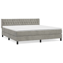 vidaXL Sommier à lattes de lit et matelas Gris clair 160x200cm Velours