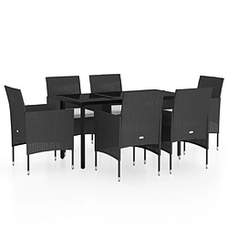 vidaXL Ensemble à manger de jardin avec coussins 7 pcs Noir